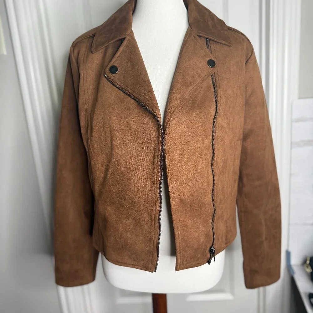 NWOT Steve Madden Faux Suede Moto Jacket - Large - Picture 1 of 6